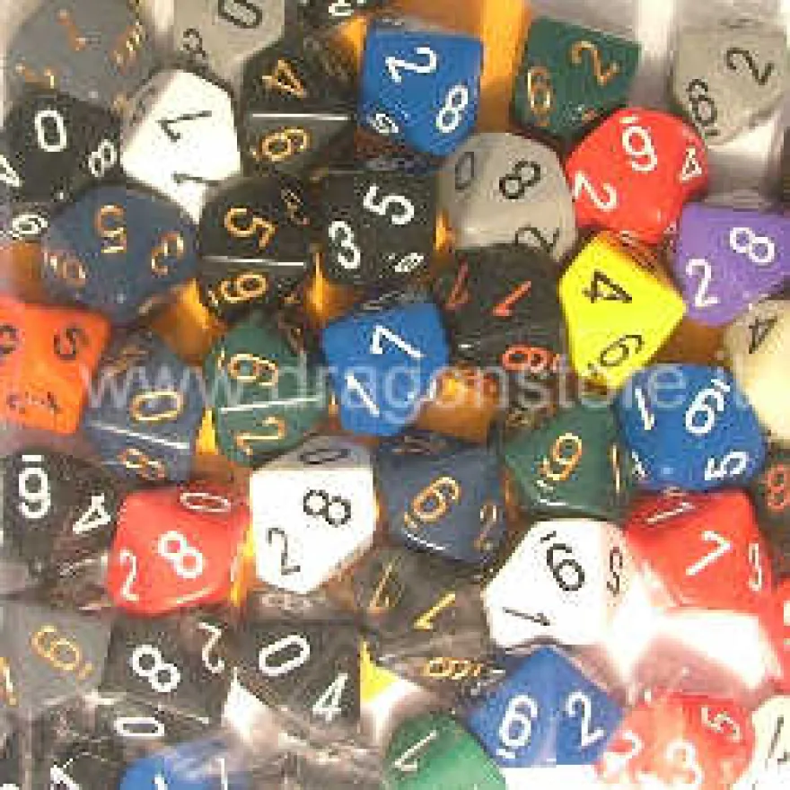 Assortimento 50 Dadi Opachi - D10