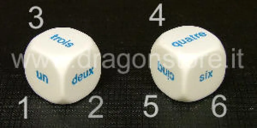 Dado d6 Big - Numeri in Lettere - Francese