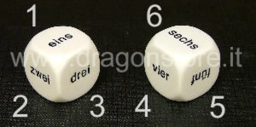 Dado d6 Big - Numeri in Lettere - Tedesco