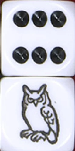 Dado d6 con Animale - Gufo Bianco/Nero