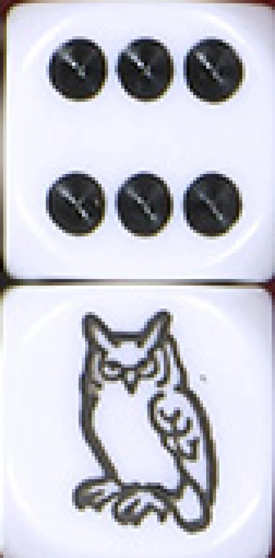 Dado d6 con Animale - Gufo Bianco/Nero