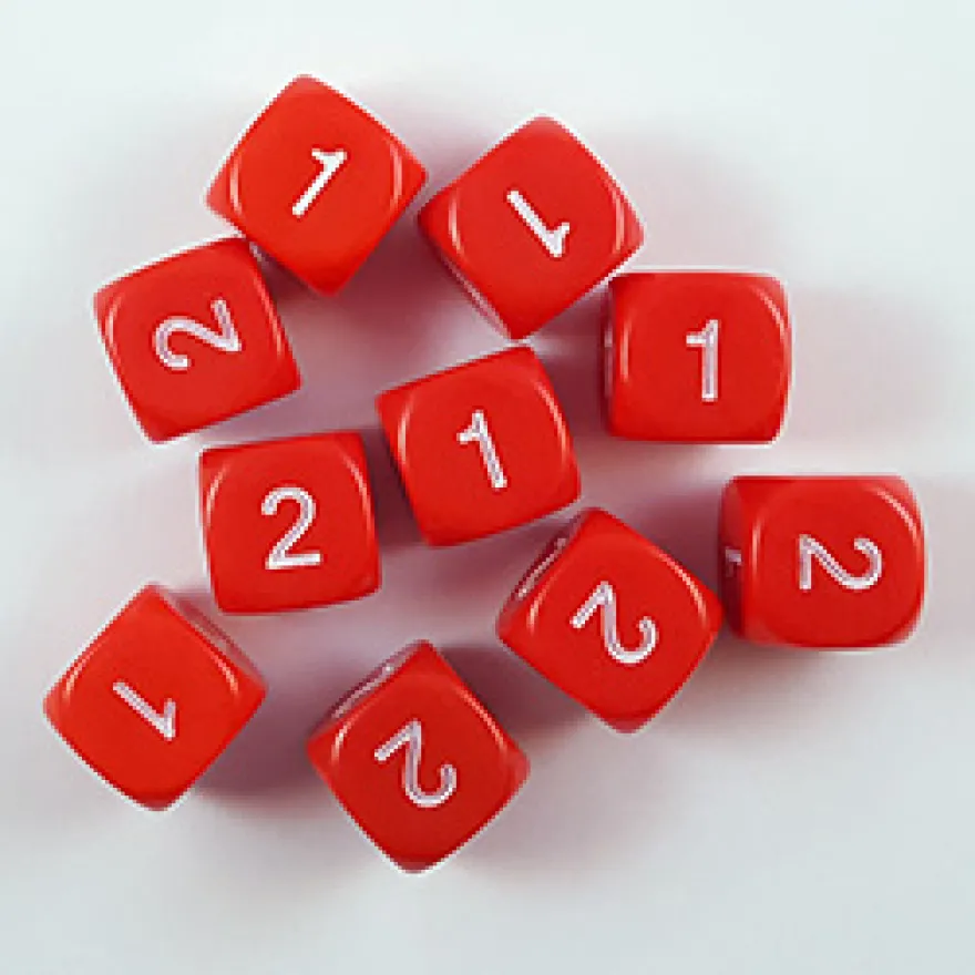 Dado Medio d6 - d2 Numeri da 1 a 2 ripetuti