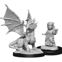 D&D Nolzur's Marvelous Miniatures - Drago d'Argento Cucciolo e Amica Halfling