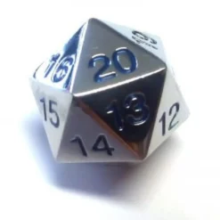 d20 Segnapunti in Metallo - Argento/Blu
