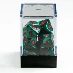 Raven Queen Dice Set - Dadi Vampiri con Ankh Verde Smeraldo/Rosso (10)