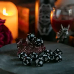 Raven Queen Dice Set - Dadi Vampiri con Rosa Nero/Bianco (10)
