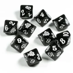 Raven Queen Dice Set - Dadi Vampiri con Rosa Nero/Bianco (10)