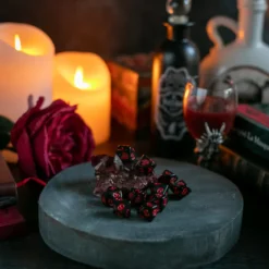 Raven Queen Dice Set - Dadi Vampiri con Rosa Nero/Rosso (10)