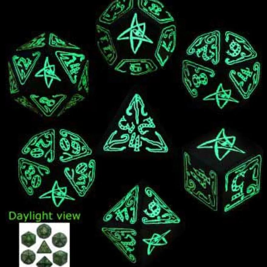 Set Dadi Cthulhu - Nero, Fluorescente