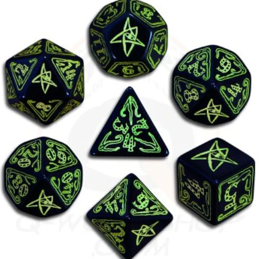 Set Dadi Cthulhu - Nero, Verde