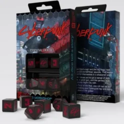 Set Dadi Cyberpunk Red Night City Essential - Nero, Rosso (4d6, 2d10)