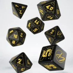 Set Dadi Cyberpunk Red RPG - Wet Work: Nero, Giallo (7 dadi)