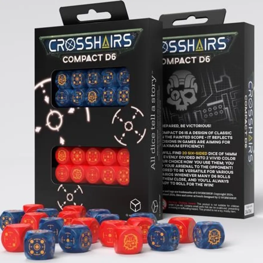 Set Dadi d6 Compact: Crosshairs Cobalto/Rosso (20)