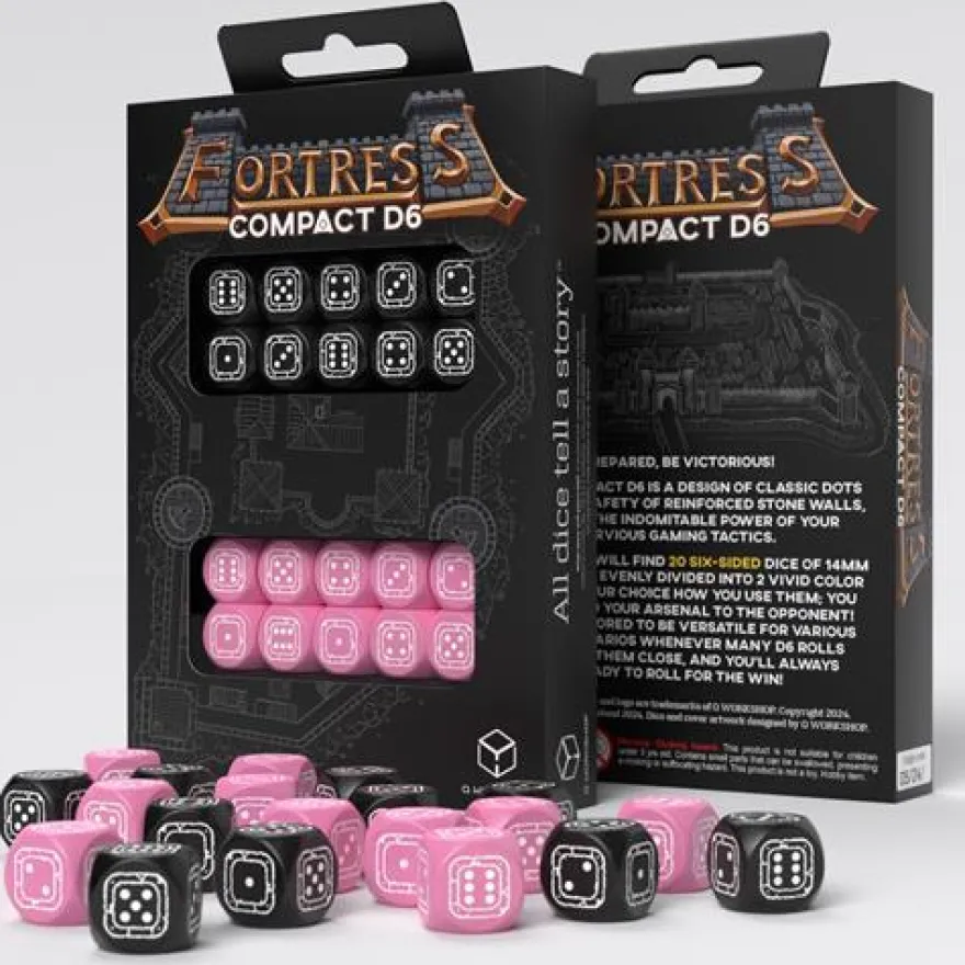 Set Dadi d6 Compact: Fortress Nero/Rosa (20)