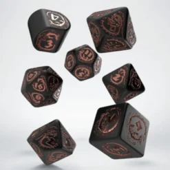 Set Dadi Draconici Modern - Obsidian: Nero, Rame
