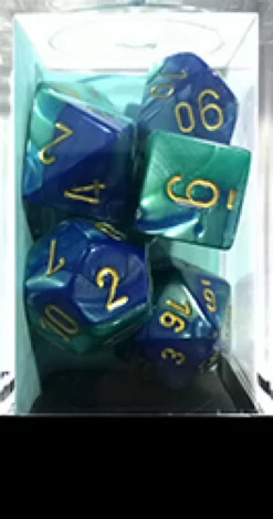 Set Dadi Gemini 7 - Blu-Ciano/Oro