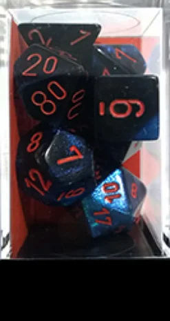 Set Dadi Gemini 7 - Nero-Notte Stellata/Rosso