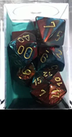 Set Dadi Gemini 7 - Rosso-Ciano/Oro