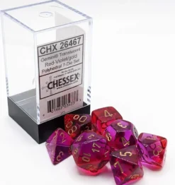 Set Dadi Gemini 8 - Trasparente Rosso-Viola/Oro