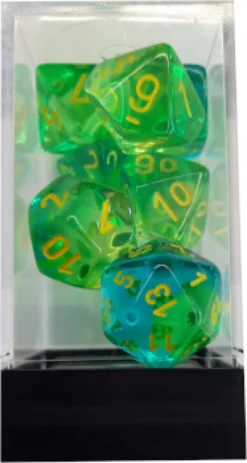 Set Dadi Gemini 8 - Trasparente Verde-Ciano/Giallo