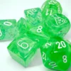 Set 7 Dadi Nebula Poliedrici - Gelatina Verde/Bianco