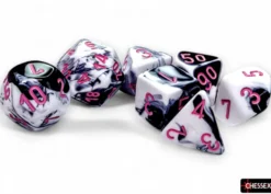 Set Dadi Poliedrici: Gemini - Nero-Bianco/Rosa