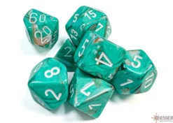 Set Dadi Poliedrici: Marble - Verderame/Bianco