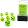 Set 7 Dadi Poliedrici Mini - Vortex Verde Chiaro/Nero