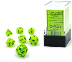 Set 7 Dadi Poliedrici Mini - Vortex Verde Chiaro/Nero