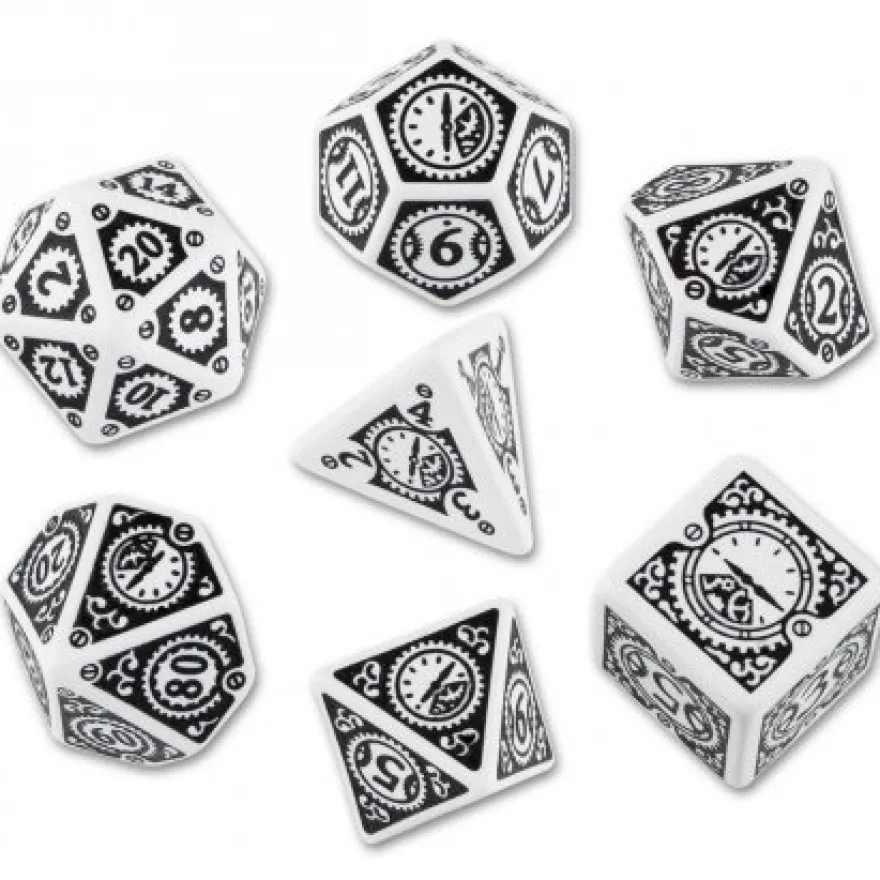 Set Dadi Steampunk Clockwork - Bianco, Nero