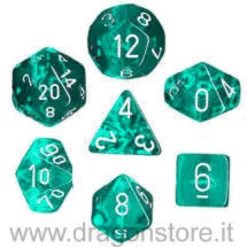Set Dadi Trasparenti - Ciano/Bianco