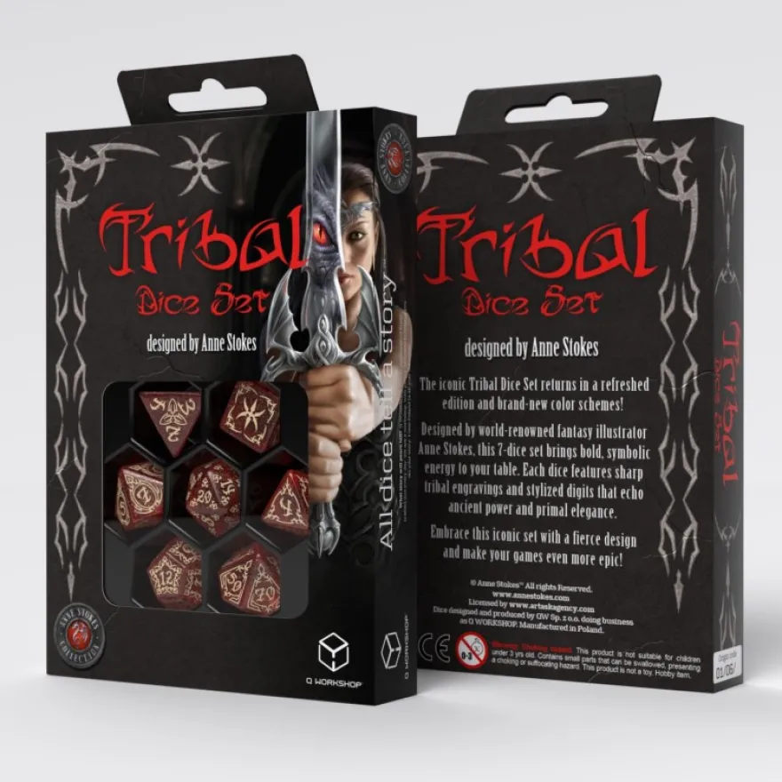 Set Dadi Tribali - Rosso Brillante, Beige