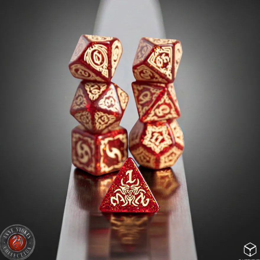 Set Dadi Tribali - Rosso Brillante, Beige