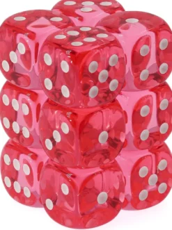 Set 12D6 Trasparenti - Rosa/Bianco