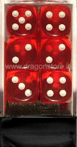 Set 12D6 Trasparenti - Rosso/Bianco